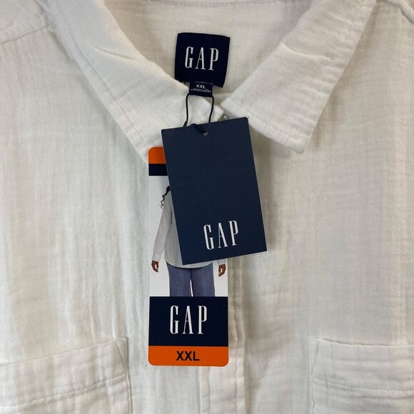 GAP White XXL Long-Sleeve Button-Up Shirt With Front Pockets For Women - Picture 3 of 12